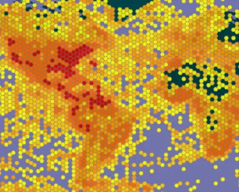 World map showing locations of specimens from NMNH collections