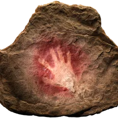 a handprint on a rock